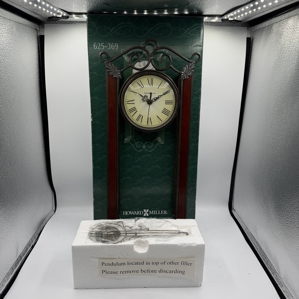 Vintage Howard Miller Wall Clock Wrought Iron Pendalum 625-369 - New Open Box